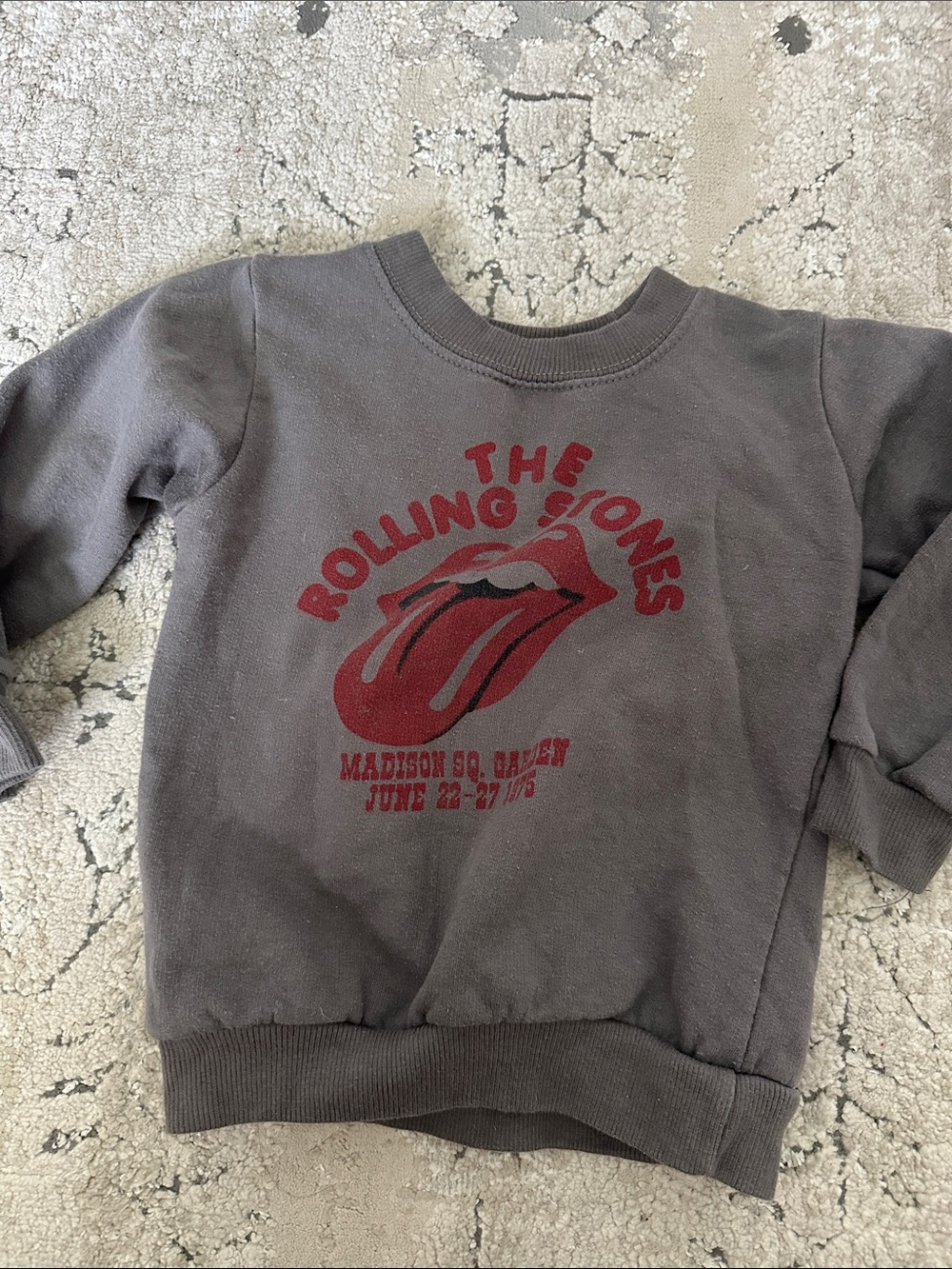 the Rolling Stones Kids Charcoal Sweatshirt with Red Tongue Logo